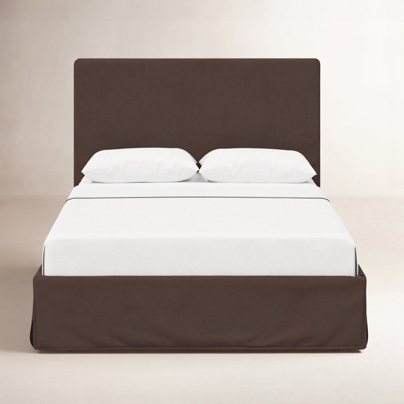 Lit tapissier Verona, Velours chocolat classique, Grand