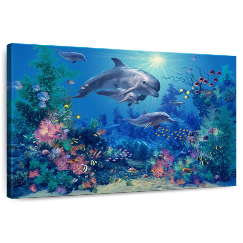 Aletra la famille des dauphins, H 26 po x l 39 po