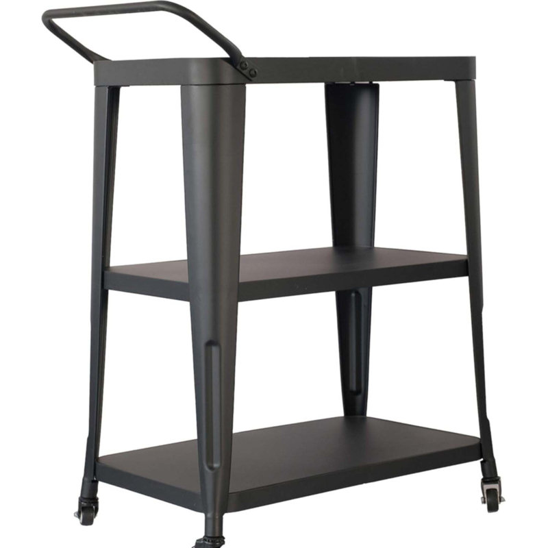 Industrial Dining Cart With Swivel Wheels, Black