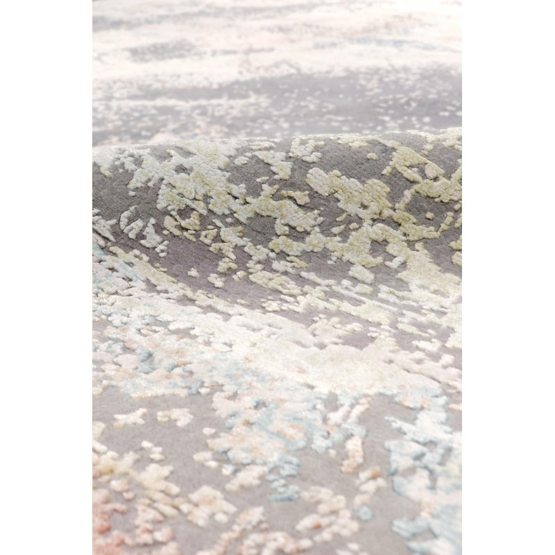 Hand Knotted Abstract Area Rug in L. Grey, Rectangle 10' x 14'