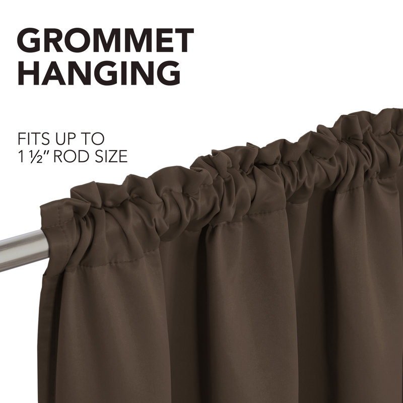 Deconovo 100 Percent Blackout with Liner Rod Pocket Curtain Panel Pair, 52" W x 63" L, Brown