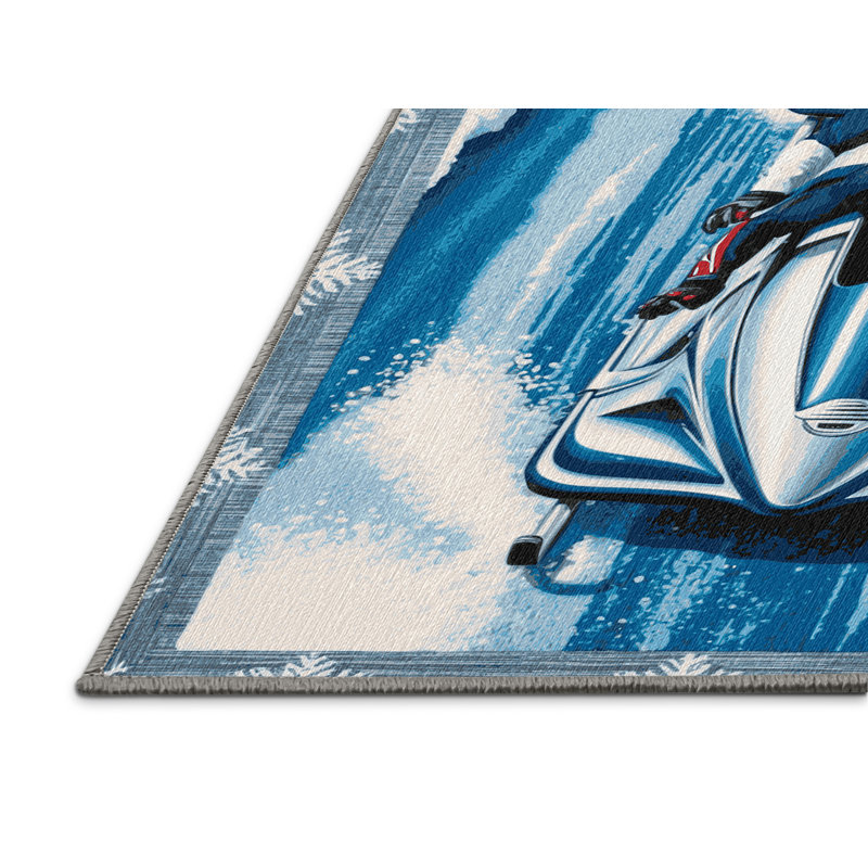 Washable Bobsledding Sports Area Rug, Rectangle 2' x 3'