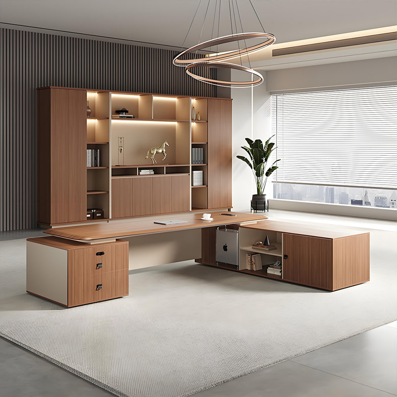 Bureau en L 70,87 po, Brun / Blanc, H 29,53 po x l 94,49 po x P 74,8 po