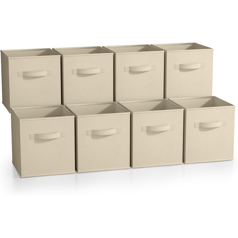 Ensemble de cubes de rangement en tissu, 8, Beige
