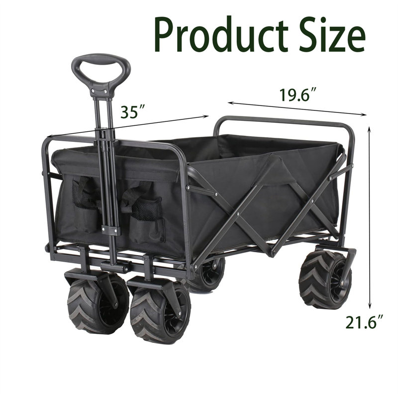 Chariot de chariot pour l'extérieur, H 21,6 po x l 35 po x P 19,6 po, Noir