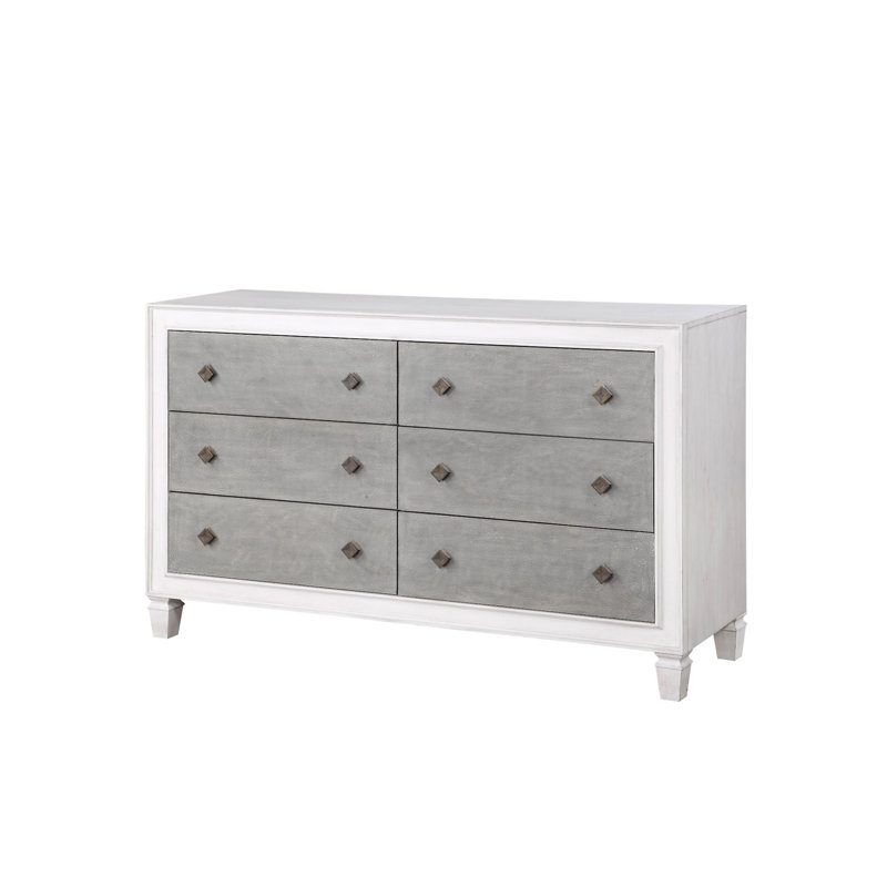 Commode Katia gris rustique et blanc vieilli