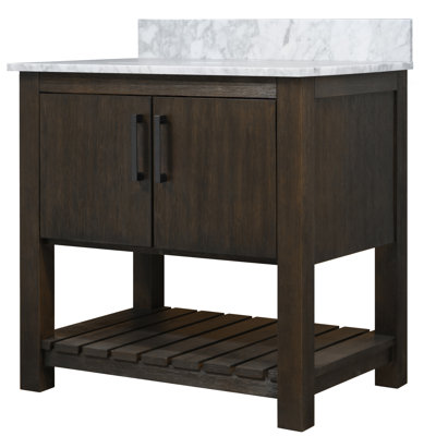 36"" Free Standing Single Bathroom Vanity Set with Marble Top -  Red Barrel StudioÂ®, 45672C9426924693969A96B9997D5309