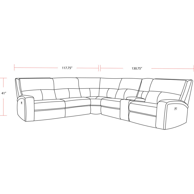 Polla Upholstered Power Reclining L-Shaped Sectional Symmetrical, Kahlua