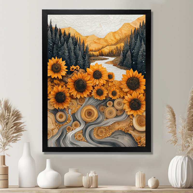 Drae - Art mural floral, Noir, noir, noir, noir, H 20 po x l 12 po, Reproduction encadrée d'une seule photo