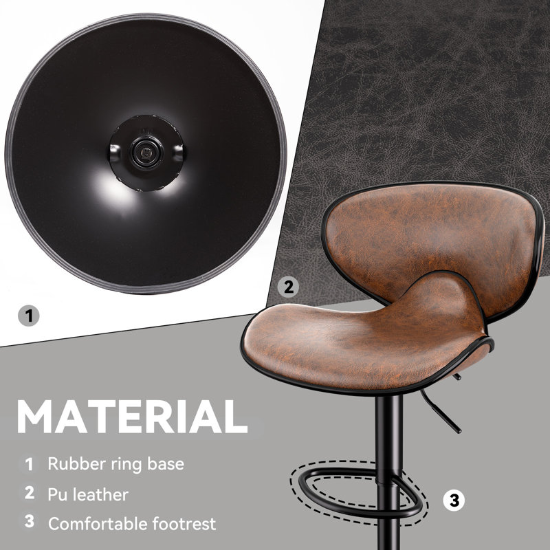 Middleport Swivel Upholstered Adjustable Height Counter Stool with Metal Frame