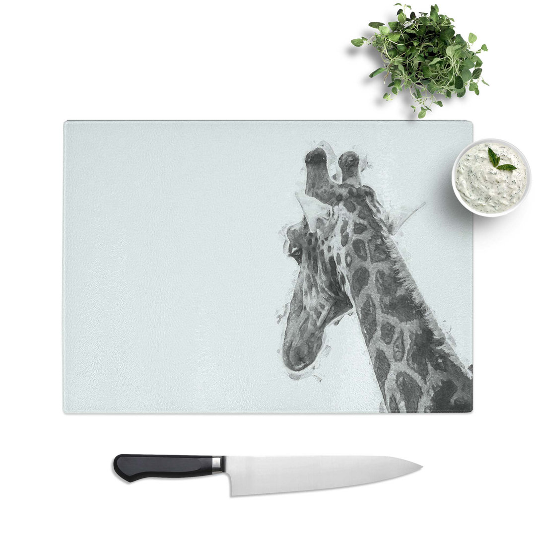 Glass Monochrome Giraffe in Abstract Chopping Board