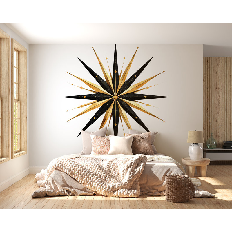 Adhésif décoratif étoile dorée dorée - Grande décoration murale céleste 025Mv, H 30 po x l 30 po