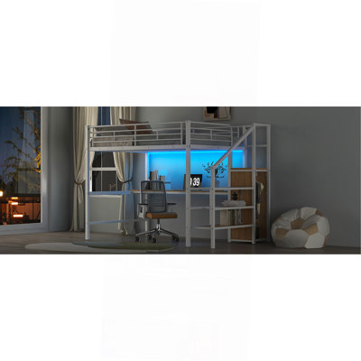 Full Size Metal Loft Bed With Desk