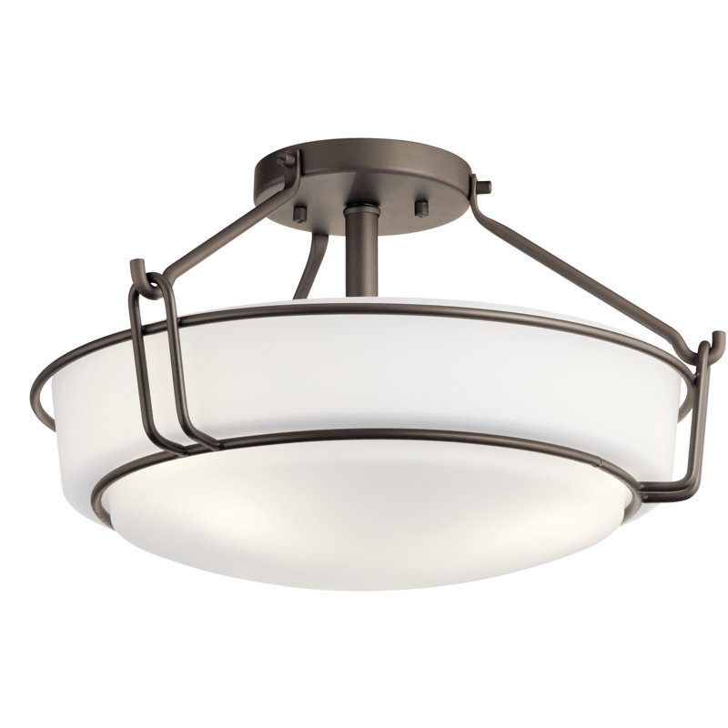 Horan Glass Semi Flush Mount, Olde Bronze