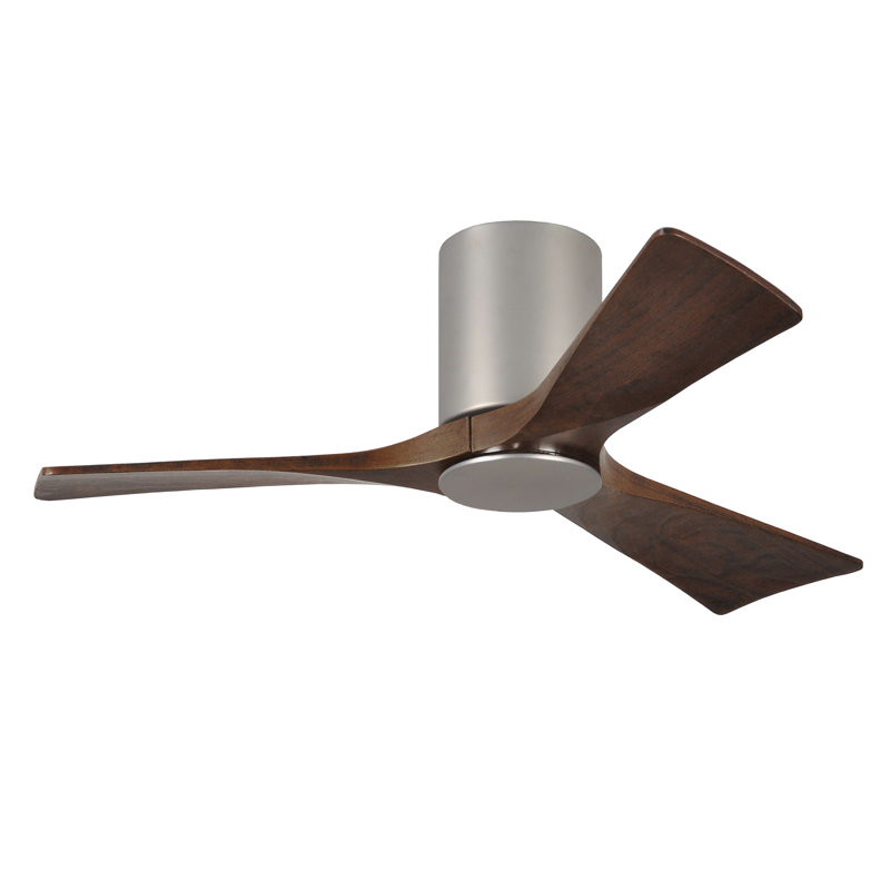 Olivier à 3 pales DEL standard avec ventilateur de plafond et ensemble d'éclairage inclus, Nickel brossé, Noyer, 42"