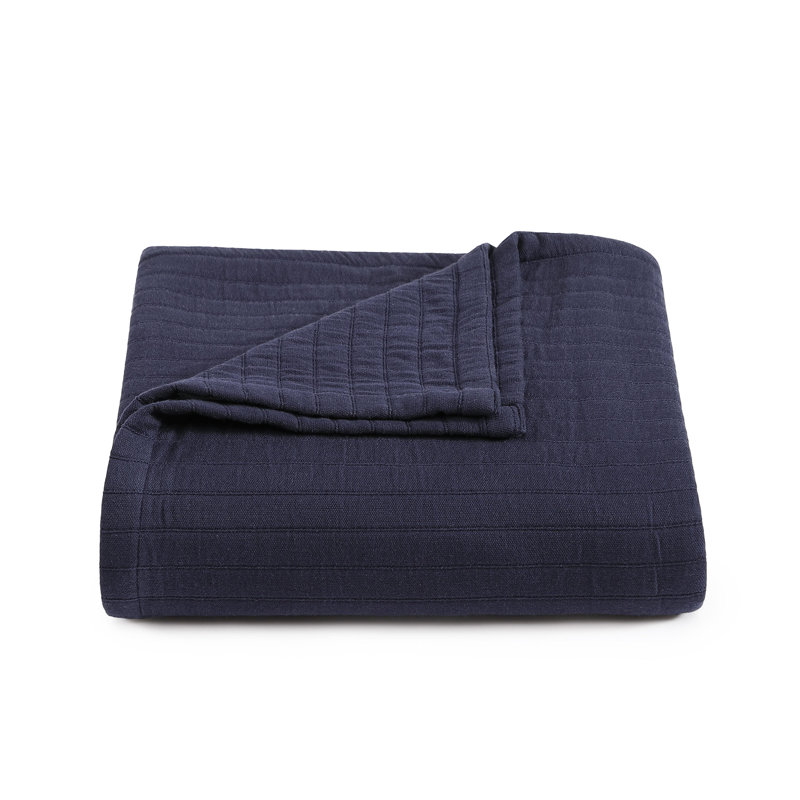 Couverture en coton Tommy Hilfiger Essential Weave, Marine, Lit simple