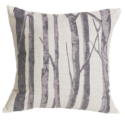 Coussin décoratif à imprimé crème et gris, 18 po x 18 po