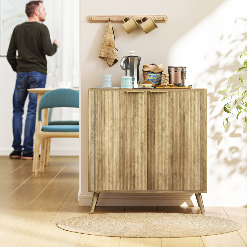 Buffet 55 "avec 2 portes cannelées en chêne