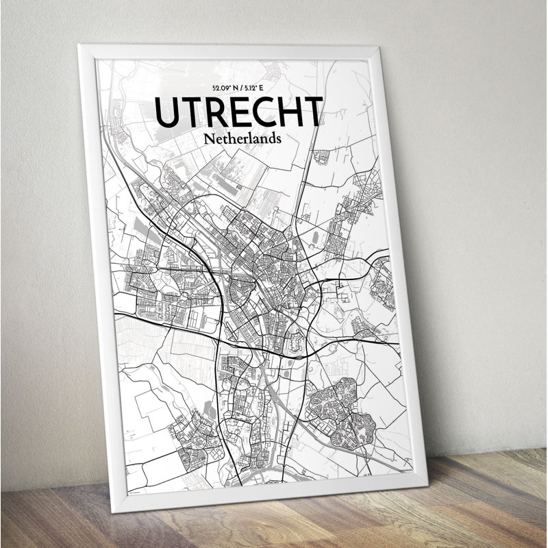 Utrecht City Map - No Frame Print, 50.8cm H x 40.6cm W x 0.13cm D x 0.13cm D