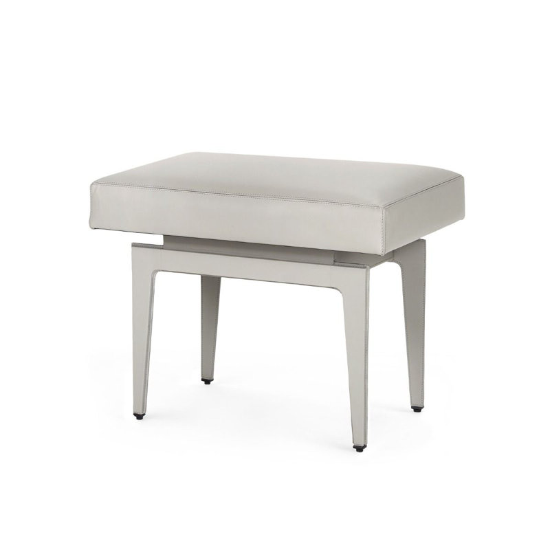 Winston Leather Accent Stool, Light Gray