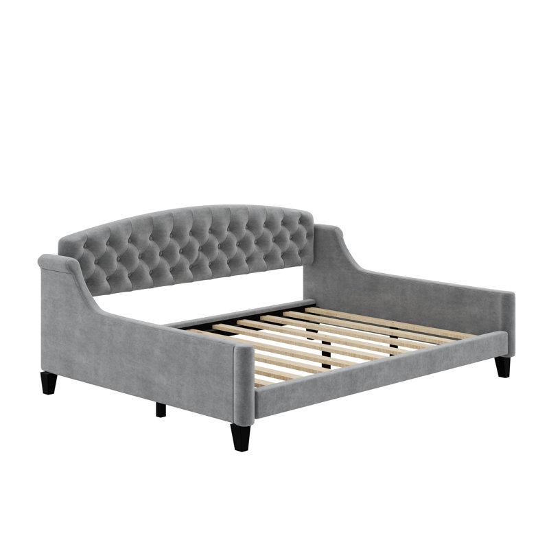 Full Size Modern Luxury Tufted Button Daybed, Gray