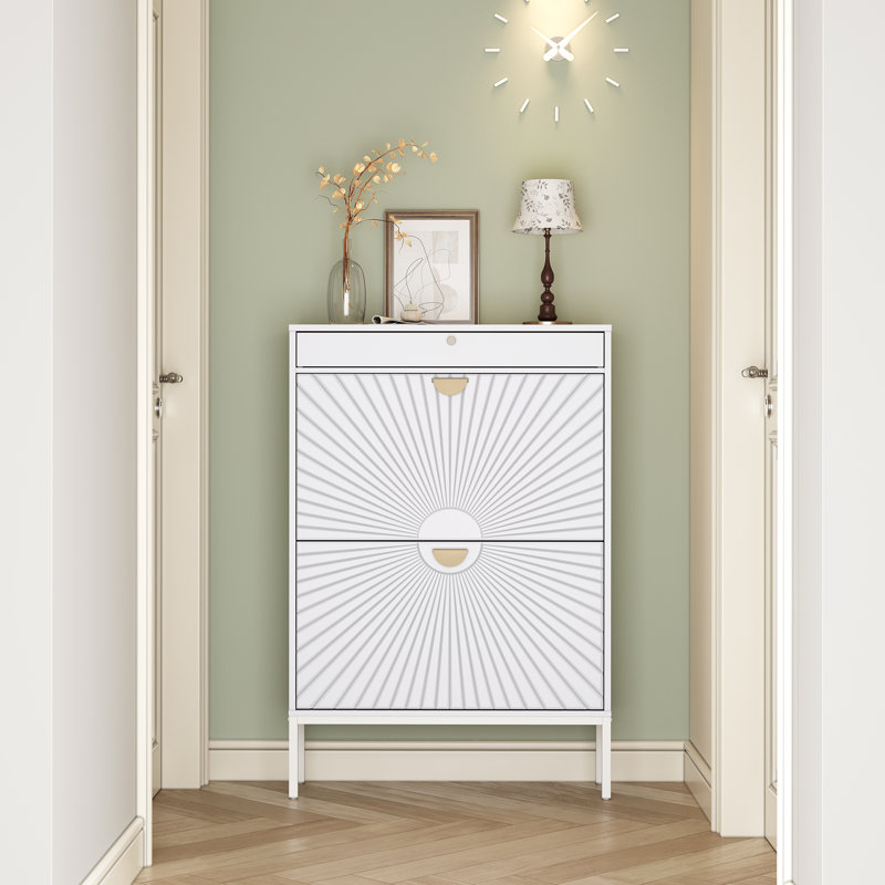 Modern Minimalist Style Large Capacity Shoe Cabinet, White