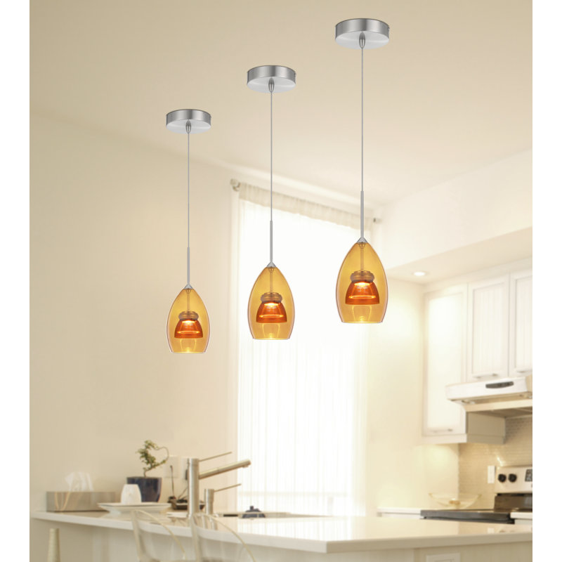Luminaire suspendu conique à 1 lumière Lambdin, Ambre / jaune