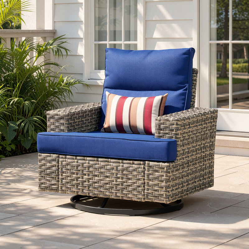 Chaise d'extérieur pivotante avec coussin, Navy Blue