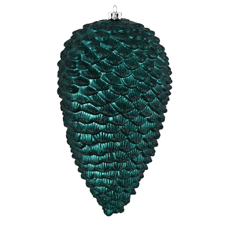 Ornement de Noël mat en forme de pomme de pin scintillante mat, Bleu mer