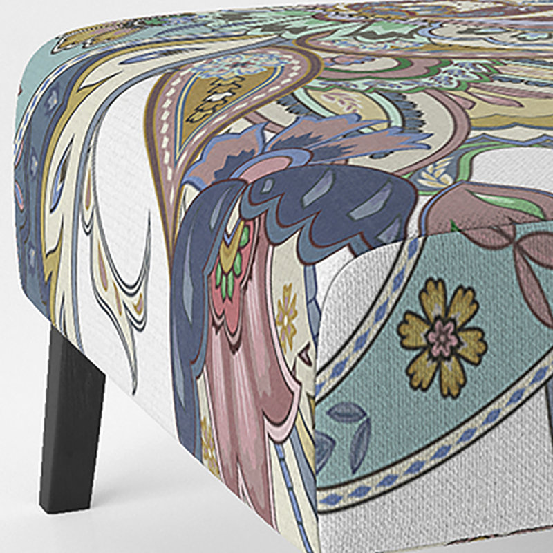 Fauteuil de chambre en velours blanc à motif cachemire floral