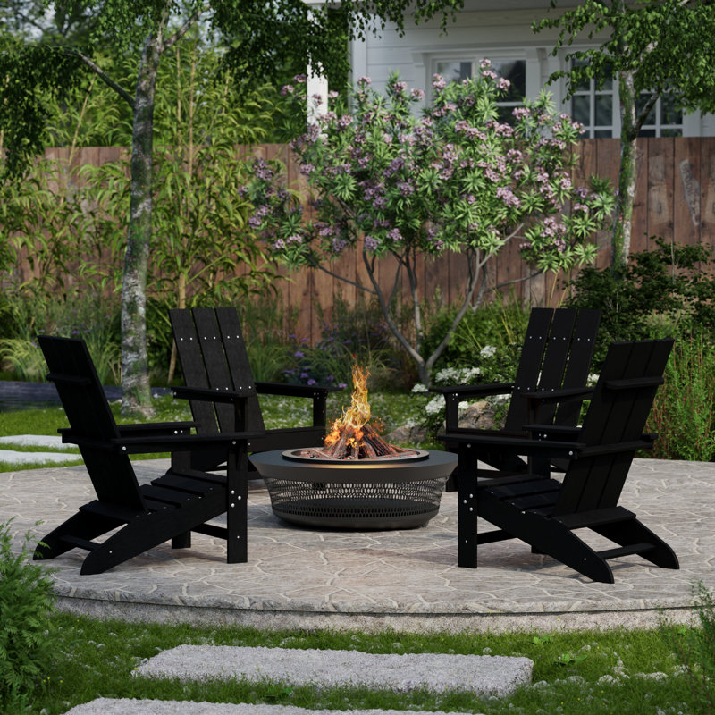 Freedom 4-Piece Modern Adirondack Conversation Set, Black