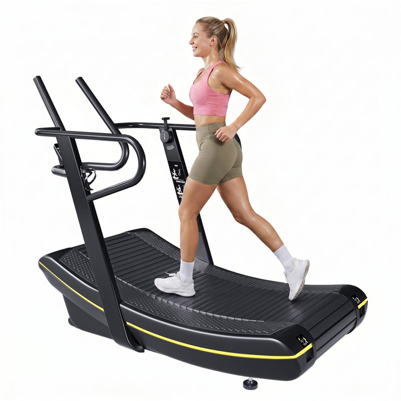 Tapis de course courbé, machine à rouler manuelle non motorisée pour usage domestique et commercial avec écran ACL personnalisé et résistance au fer de 1 à 6 niveaux, capacité de poids de 440 lb