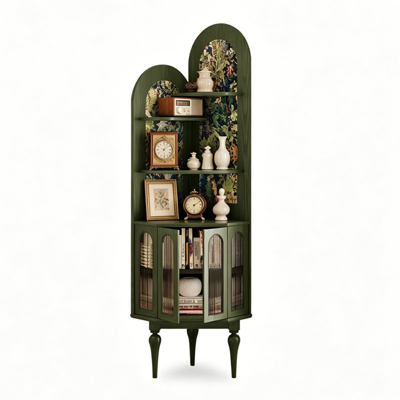 Armoire de coin en bois massif vert