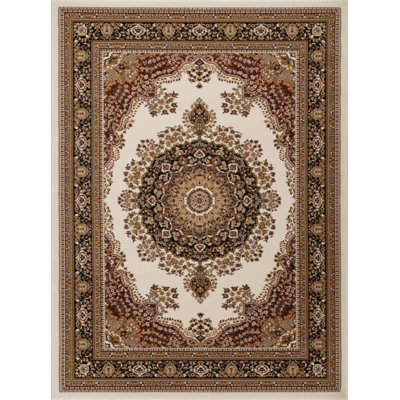 Traditional Medallion Area Rug With Intricate Detailing, Stain-Resistant And Durable For High-Traffic Areas