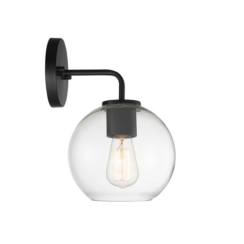 Matte Black Metal Globe Outdoor Wall Light