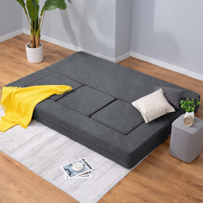 Grand canapé-lit futon convertible grand format avec 3 tabourets de repose-pieds - canapé-lit en mousse à mémoire de forme, housse en molleton, canapé-lit pour salon, appartement et chambre d'amis