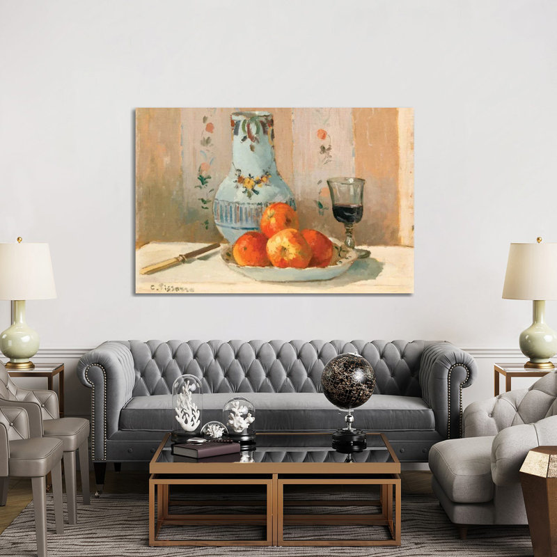 Still Life With Apples And Pitcher by Camille Pissarro - Wrapped Canvas Painting, 152.5 cm H x 101.5 cm W