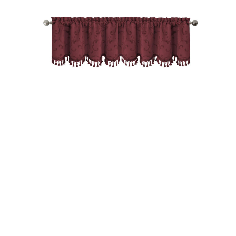Rouge Jacquard Tassel Scalloped Window Valance