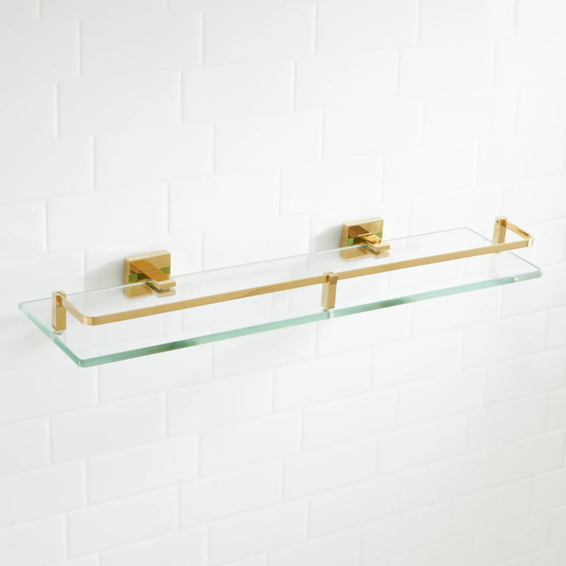 Tablette décorative en verre trempé 20 po Albury, Laiton poli