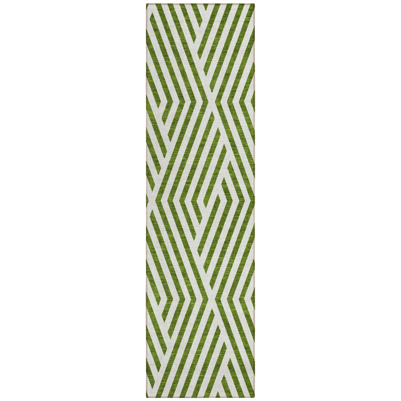 Tapis de couloir intérieur et extérieur 8 pi vert lime et blanc