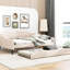 Lit de jour double rembourré avec lit gigogne simple, beige - Le lit gigogne pratique et élégant améliore la fonctionnalité de l'espace de vie