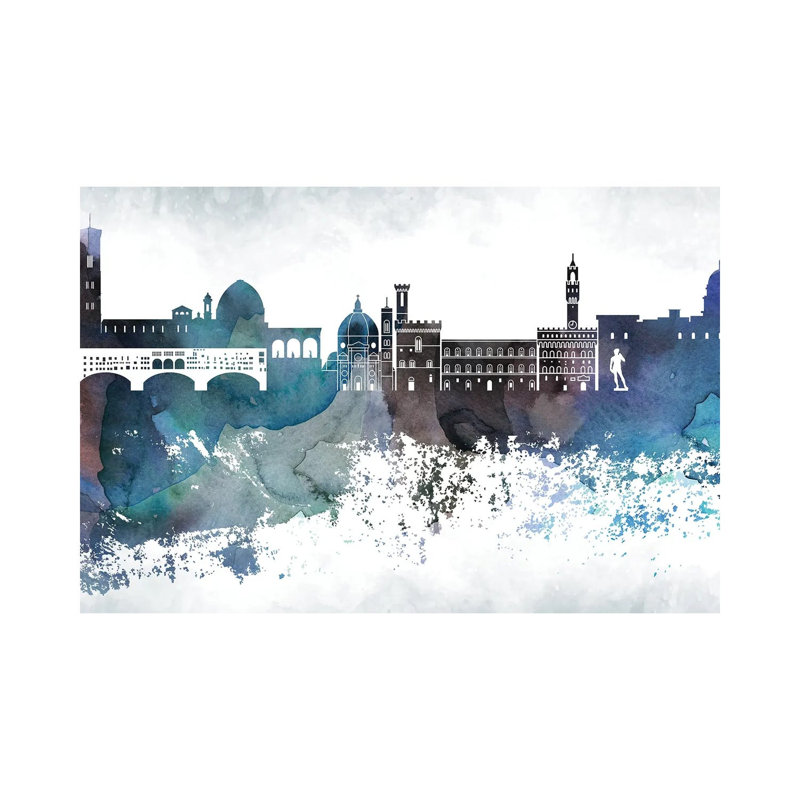 Florence Bluish Skylines 1 Piece Wrapped Canvas Wall Art, 20.32cm H x 30.48cm W