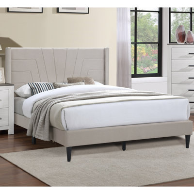 Base de lit moderne avec lit plateforme, grand lit avec tête de lit tapissier brun