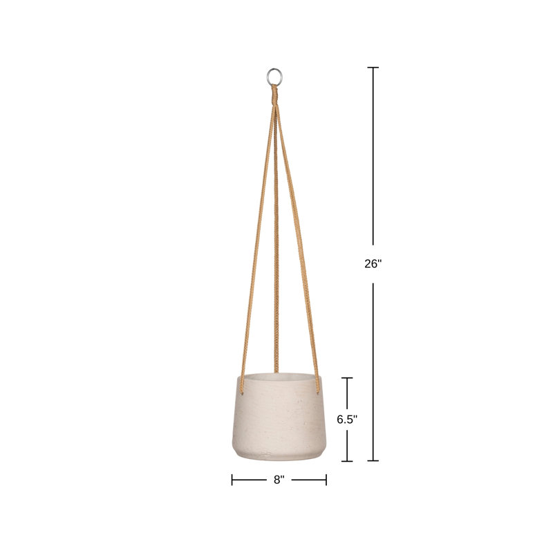 Gray Fiberstone Hanging Pot, Gray, 6" W x 6" D x 6" H
