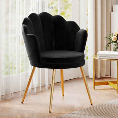 19" Wide Upholstered Papasan Chair Barrel Accent Chair With Gold leg