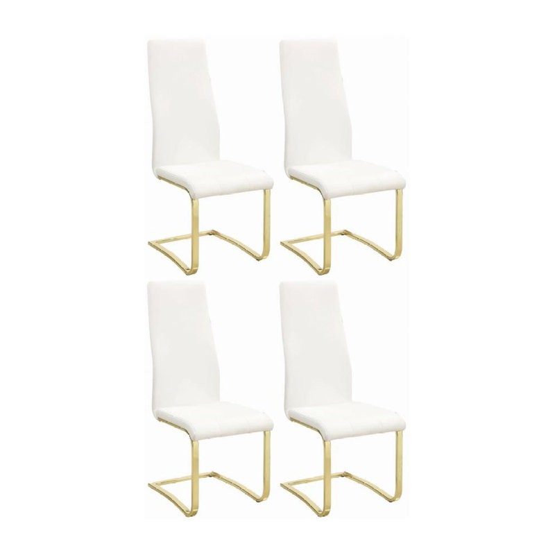 Chaises d'appoint rembourrées en similicuir, 4, Doré, Blanc