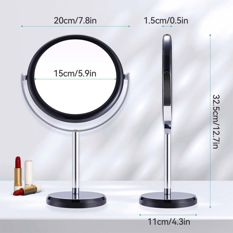 Demetrias Metal Round Floor Mirror, Black