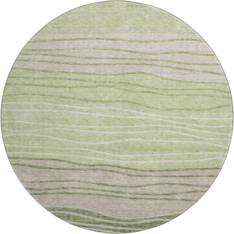 Premium Machine Washable Tweedy Aloe Rug, Round 8'
