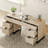  Home Office Furniture Set: 59In Modern Executive Desk With Charging Station & Drawers And Two 72In Tall Bookcases With Storage Cabinet, Home Office Furniture For Living Room-1215957172-1216393713
