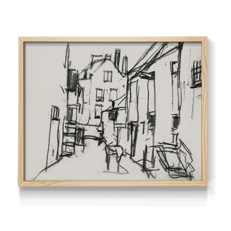 Croquis rétro, VI, reproduction encadrée, Naturel, H 16 po x l 20 po